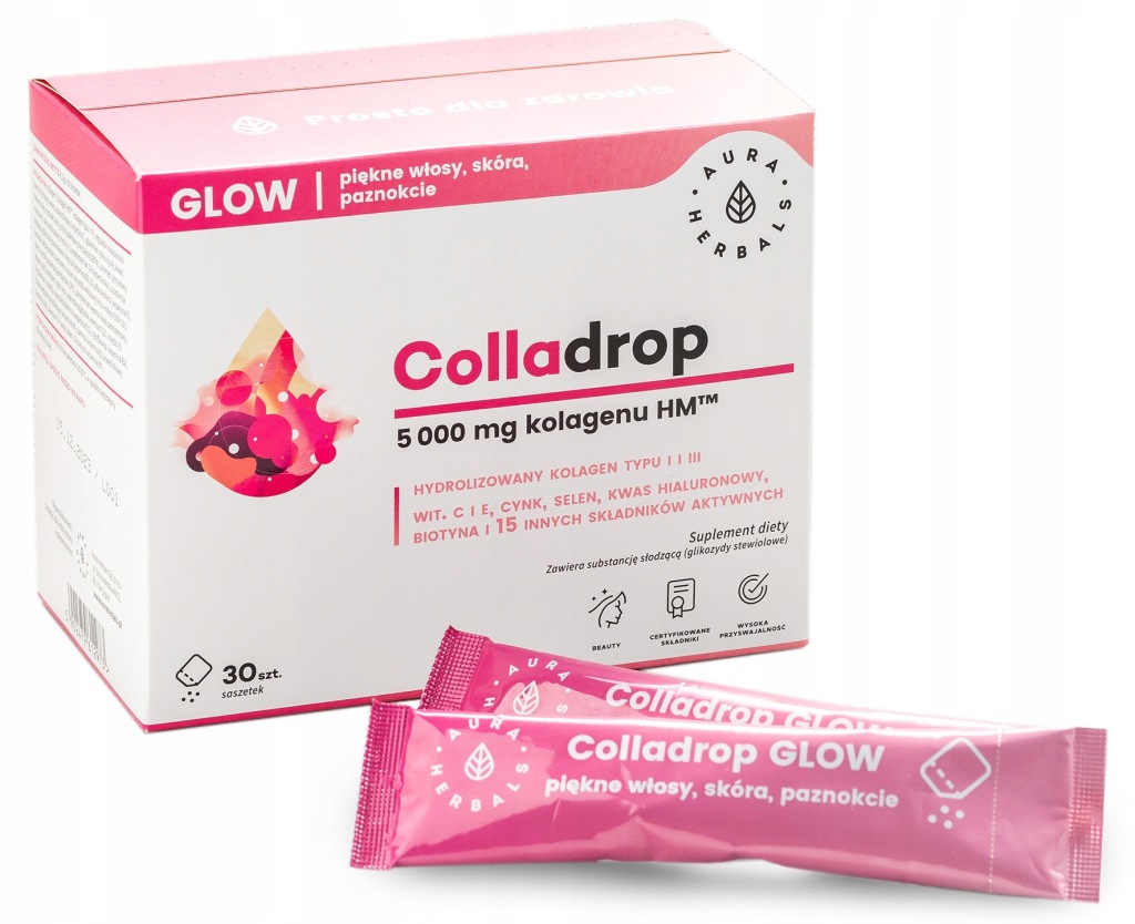 KOLAGEN MORSKI do PICIA na PIĘKNE WŁOSY SKÓRĘ i PAZNOKCIE || 30 saszetek