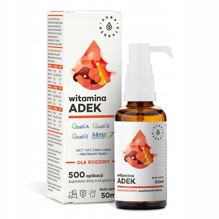 Witamina ADEK dla RODZINY Polska Marka PREMIUM || WZMOCNIONY SKŁAD || 50 ml