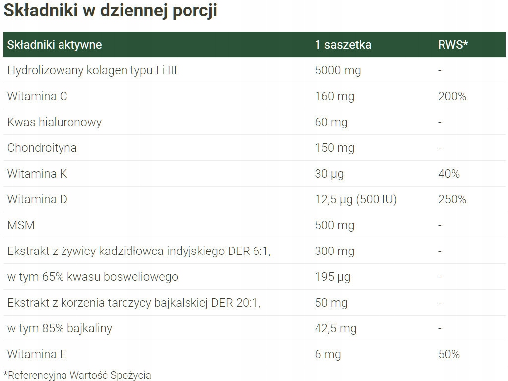 KOLAGEN MORSKI do PICIA na ZDROWE STAWY i KOŚCI || 5.000 mg || 30 saszetek
