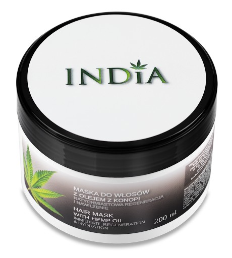MASKA KONOPNA INDIA do Włosów Suchych Zniszczonych SILNA ODBUDOWA 200ml